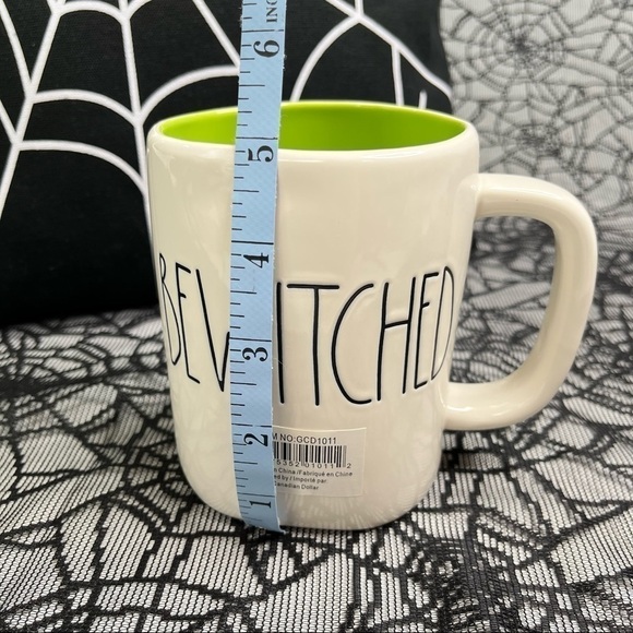 NEW Rae Dunn “BEWITCHED” Lime Green Lined White Ceramic Halloween Coffee Mug - Picture 6 of 6